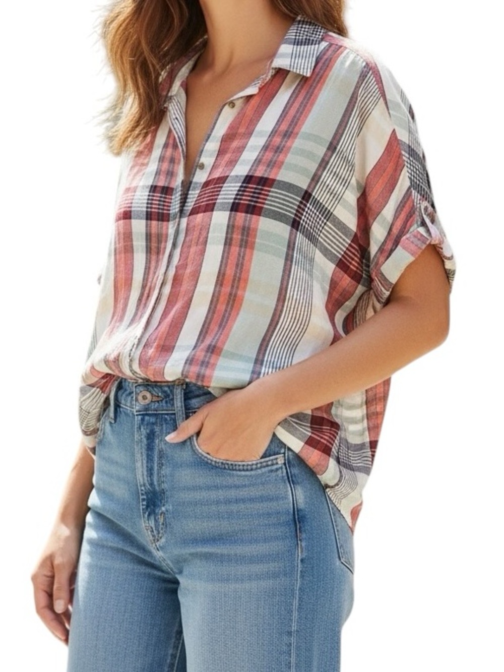 Universal Thread Relaxed Plaid Button-Down Shirt Size L